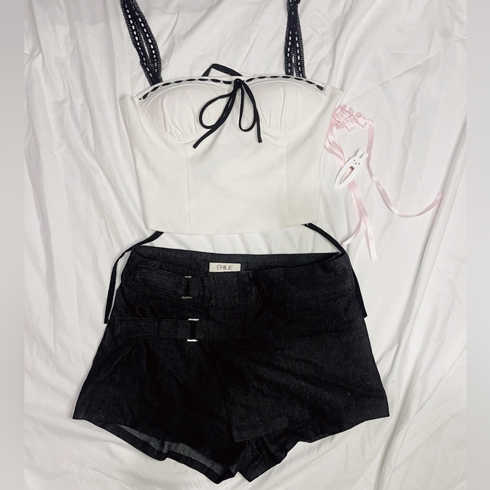 Corset top + Mini skirt shorts 2pcs set